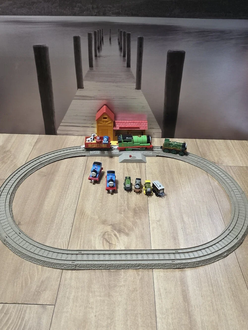 Thomas & Friends Track Set with Green Engine and Red Car